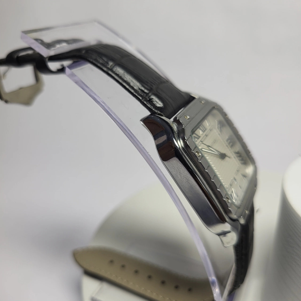 Cartier Santos Black Leather Watch