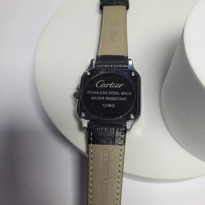 Cartier Santos Black Leather Watch